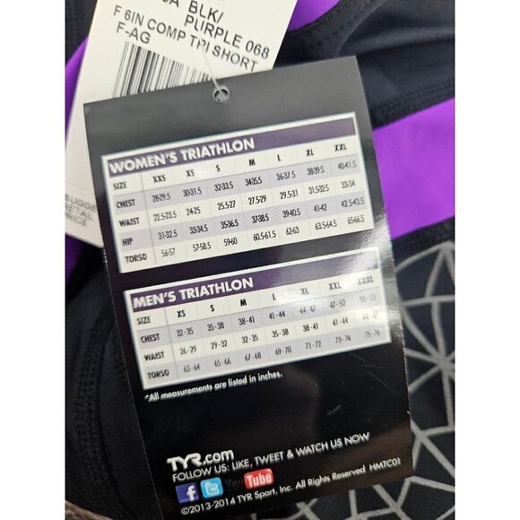 New TYR Competitor 6" Tri Short Womens M Black Purple Triathlon - Picture 5 of 6